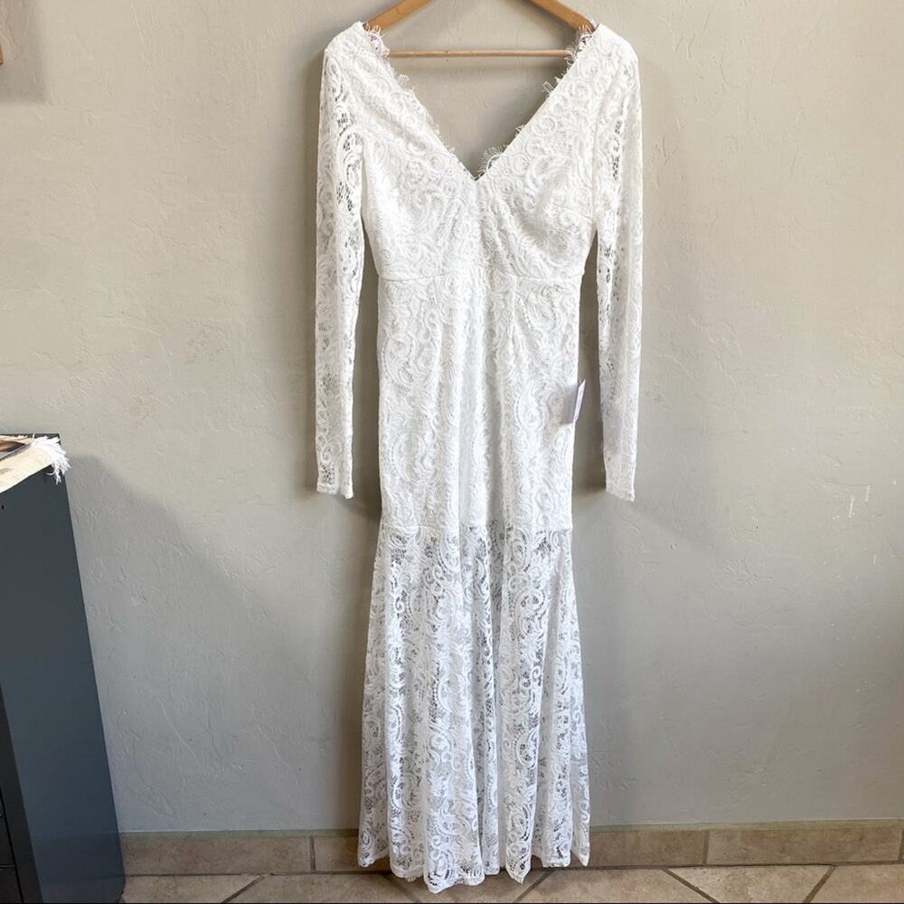 NWT Lulus Way to Be Loved White‎ Lace Long Sleeve Maxi Dress - Picture 5 of 12
